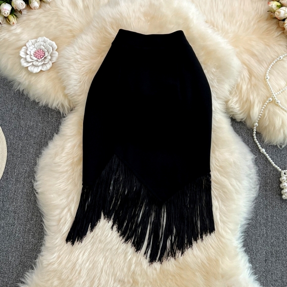 Tassel Asymmetrical Mini Skirt - Picture 1 of 1